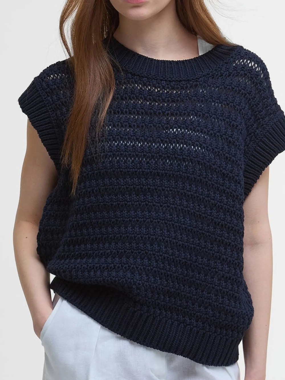Barbour Melanie Open-Knit Sleeveless Sweater Vest